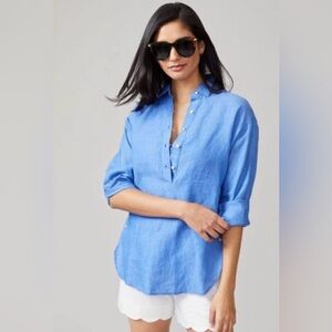 J. McLaughlin Fallon Linen Popover – French Blue – Size Medium